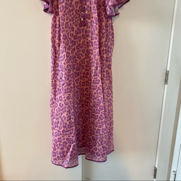 Zimmermann Teddy Ruffle Drawstring Belted Leopard Animal Print Midi Dress - Picture 8 of 10